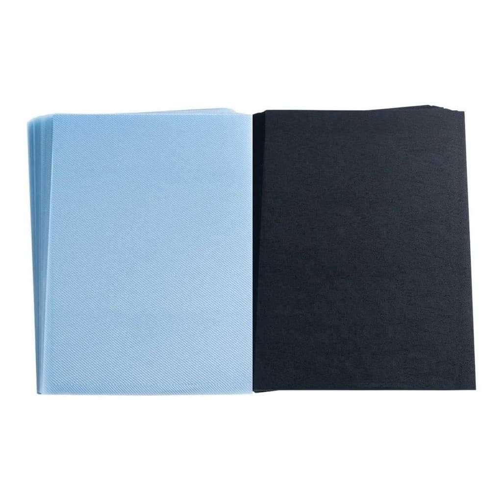 KIT 200 Un Capa Encadernação A4  (  100 Preta + 100 Cristal Line )