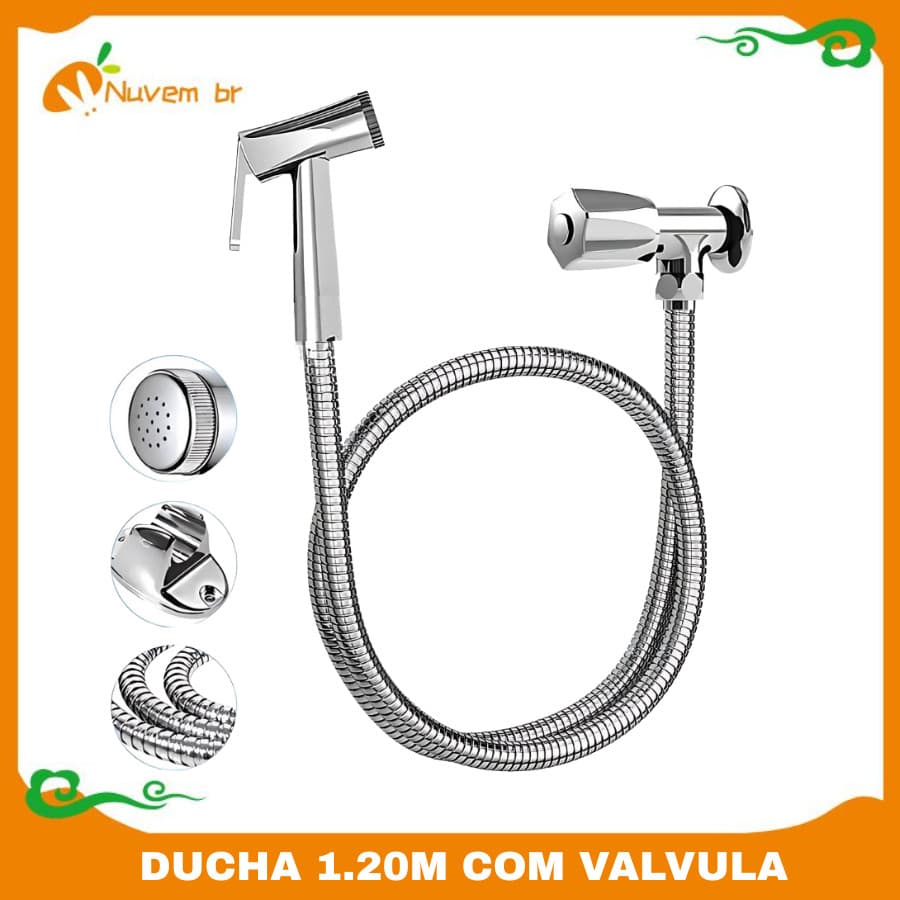 Kit de Ducha Higienica Para Banheiro 1.2/1.5m completa Luxo Metal inox nucleo da valvula - NUVEM