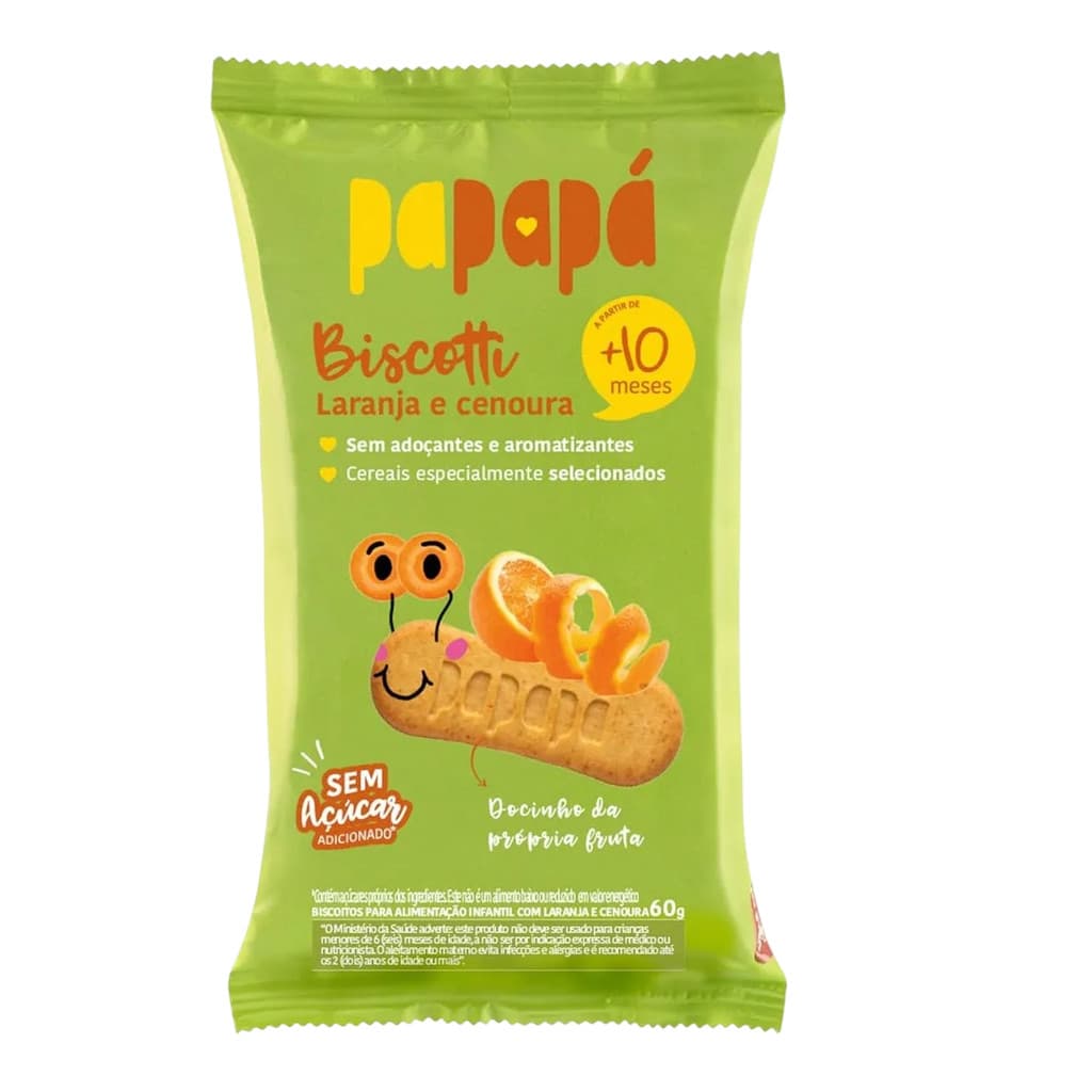 Biscoito Infantil Biscotti Laranja E Cenoura Papapá 60g