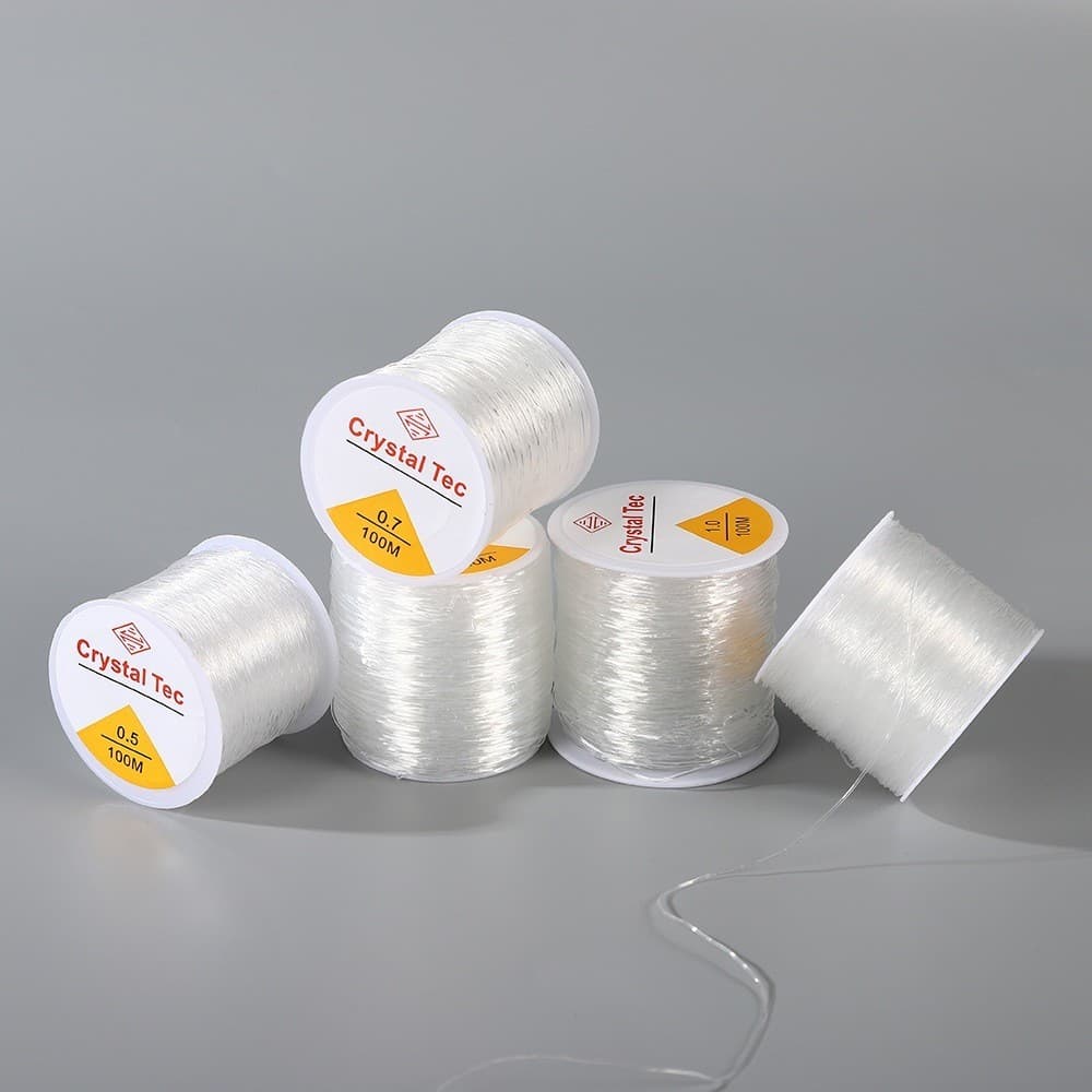 Fio de Silicone Elástico Pulseira 100 metros 0.5mm 0.6mm 0.7mm 0.8mm 1mm Resistente Crystal TEC