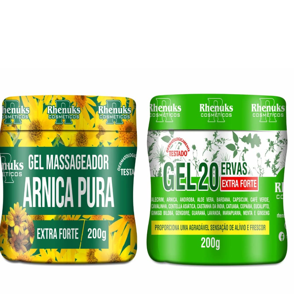 Kit Gel 20 Ervas Forte Gel + Massageador Arnica Pura 200ml