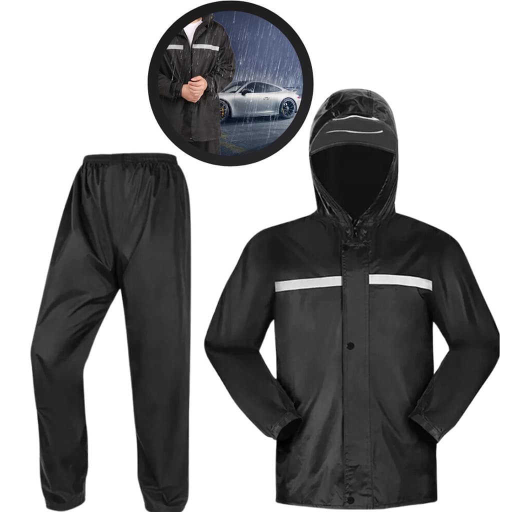 Capa De Chuva Motoqueiro Motoboy Moto Conjunto Impermeável Reforçada Com Capuz PVC