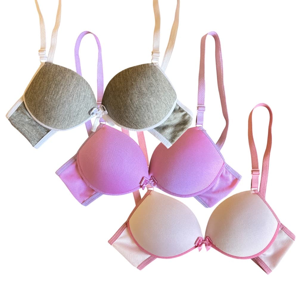 Kit 3 Sutiã 8 a 14 Anos Menina Moça com Bojo Liso Confortável Infantil Juvenil