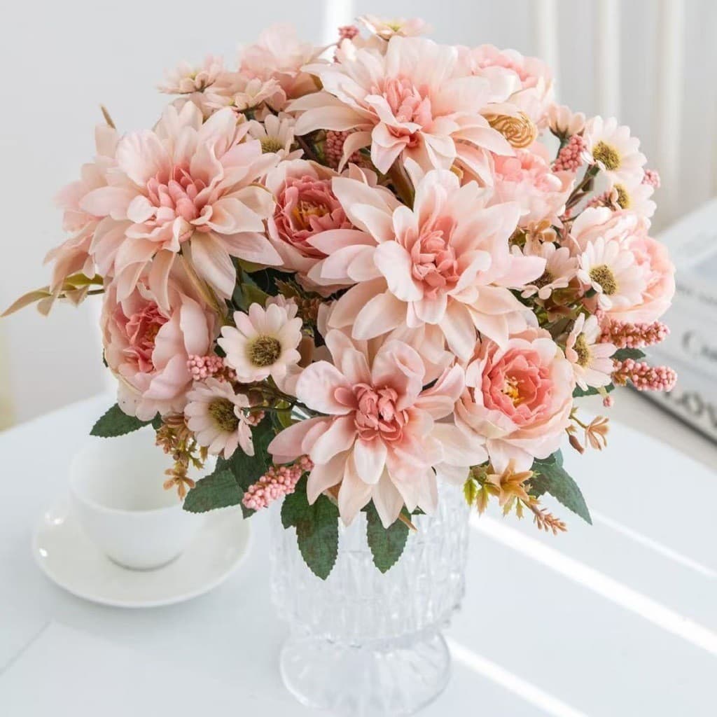 Buquê artificial de Dahlia Wedding Home Decoration Flowers--2759