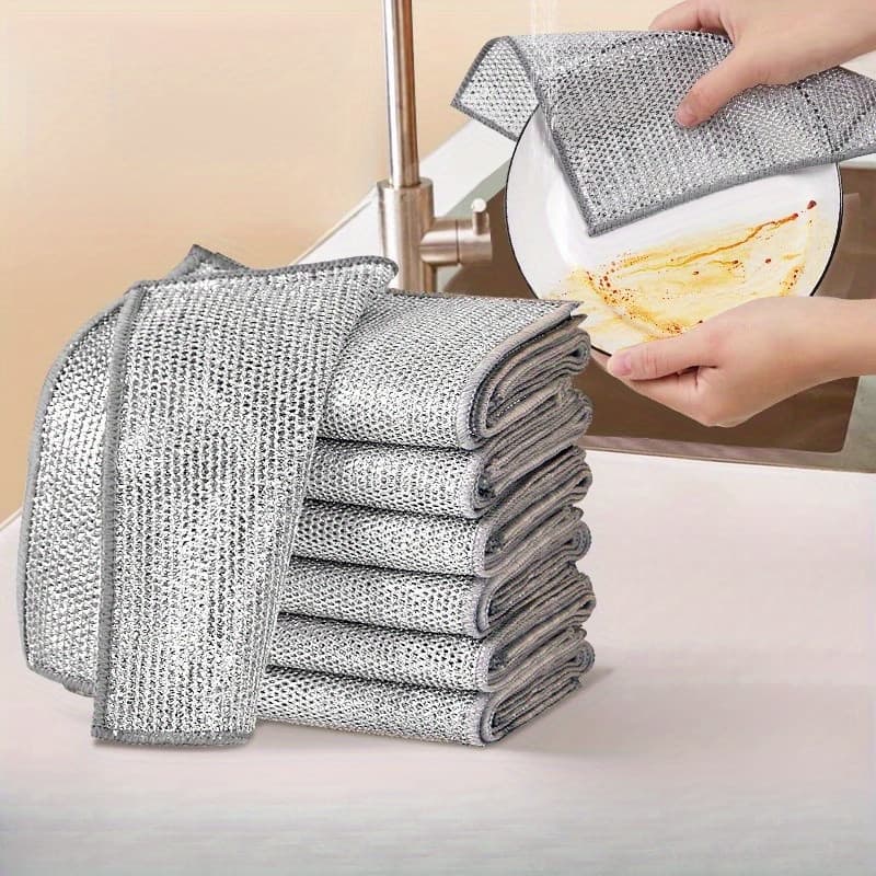 Kit 18 Pano De Aço Lavar Louça Com Fio Dupla Face-Substituição Não Gordurosa Pano Prato De Cozinha
