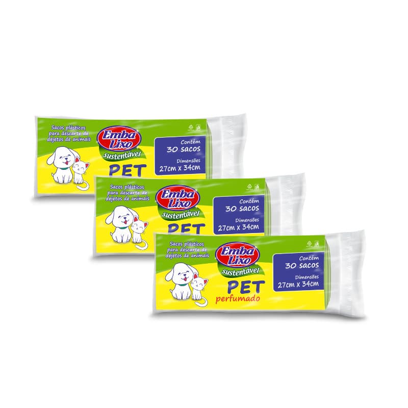 Saco de Lixo Perfumado p/ Pet - Embalixo - Kit c/ 3 pacotes
