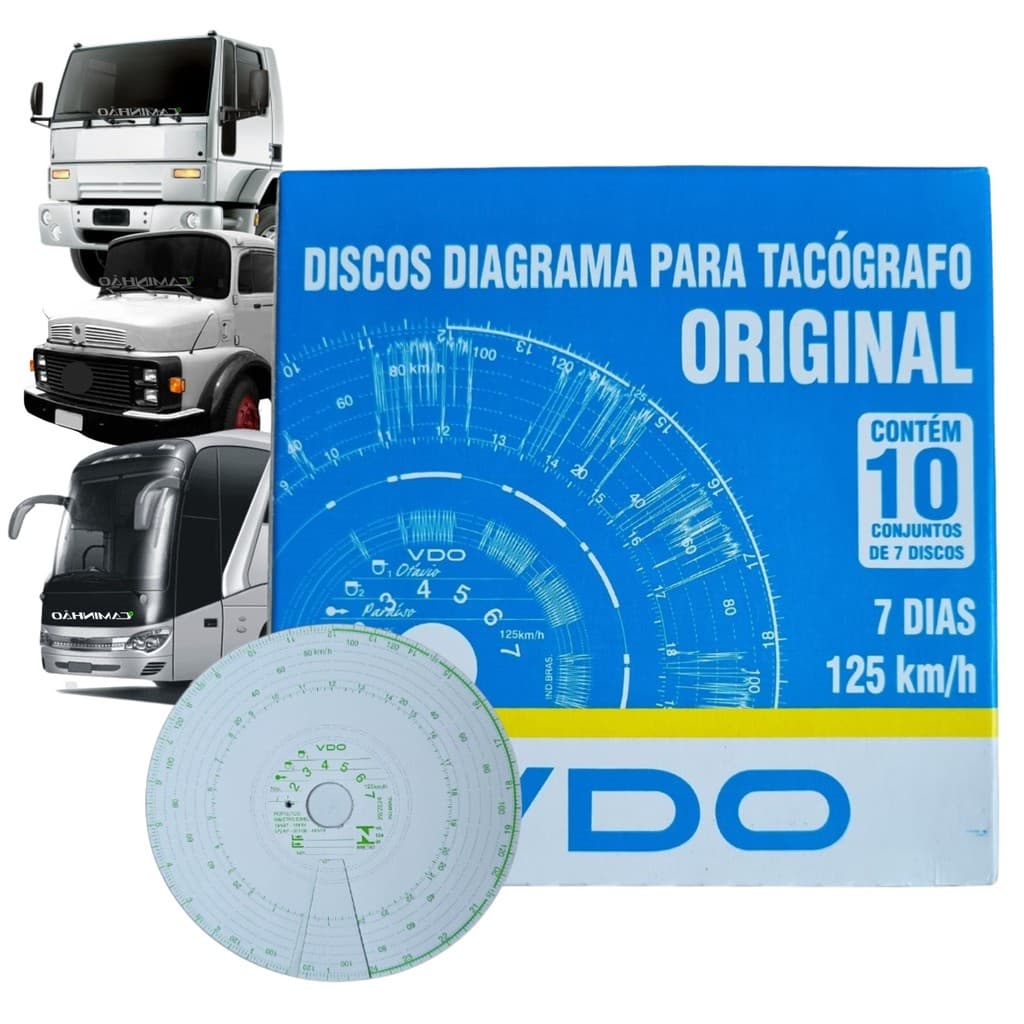 Disco Diagrama para Tacógrafo 7d Semanal - 125km/h - 10 un (VDO 14025005F)