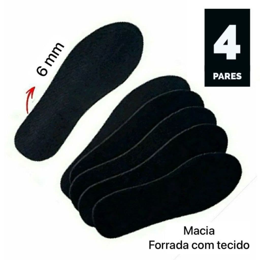 Kit 4 pares Palmilha Em E.V.A 6mm Anatômica Premium Ideal Para Tênis, Sapato, Tênis de academia