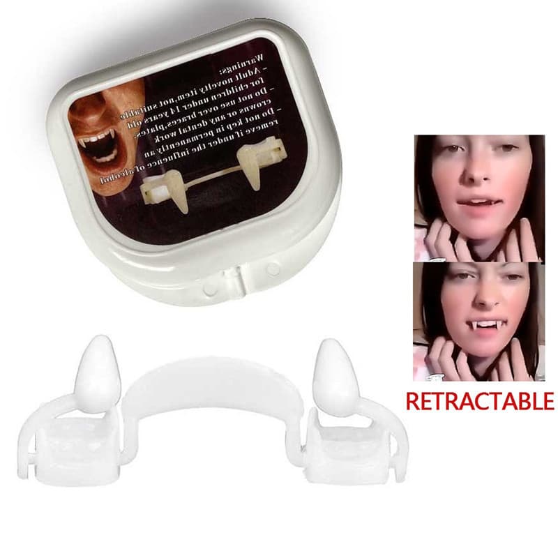 Festa De Halloween Decoração Vampiro Dentes Falsos Cosplay Prank Toy Silicone Macio Retráctil Para Werewolf Zombie Fang