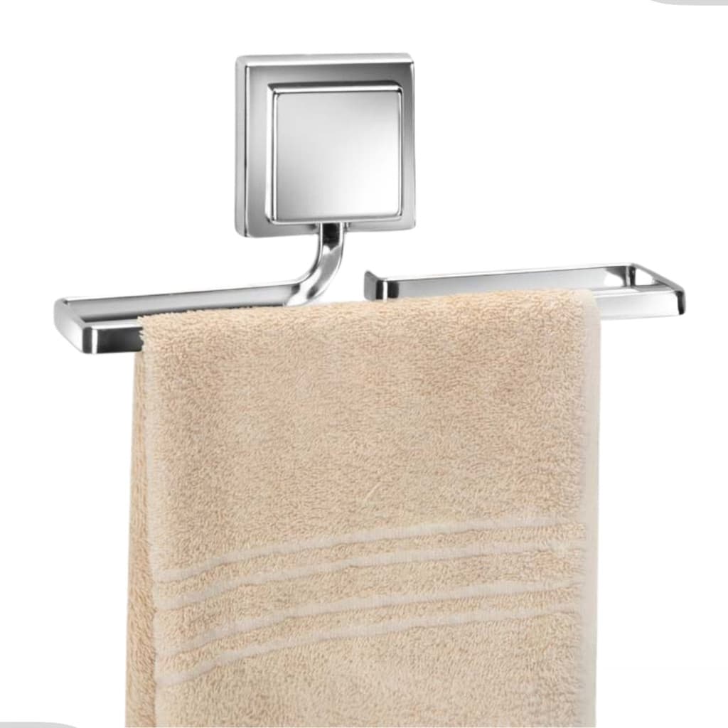 Porta Toalha de Rosto Barra Banheiro Lavabo Toalheiro Sem Furo Fixação Dupla Face Cromado Arthi