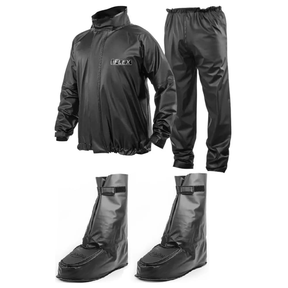 Kit Jaqueta e Calça Capa de Chuva Delta Flex + Polaina Bota Delta Pvc Impermeável