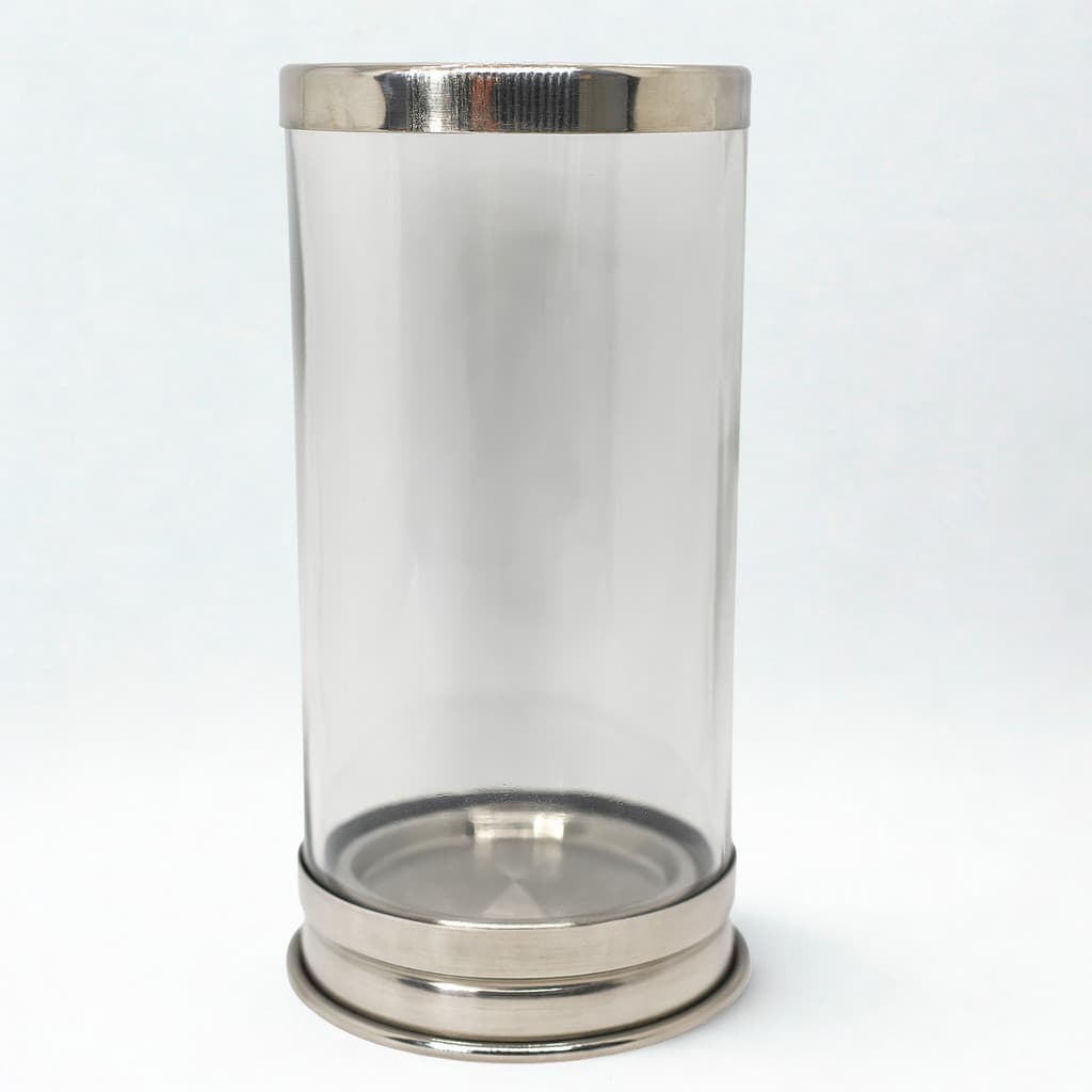 Suporte de Vela 7 Dias 18cm em Vidro Transparente e Alumínio Antichama Para Sua Segurança