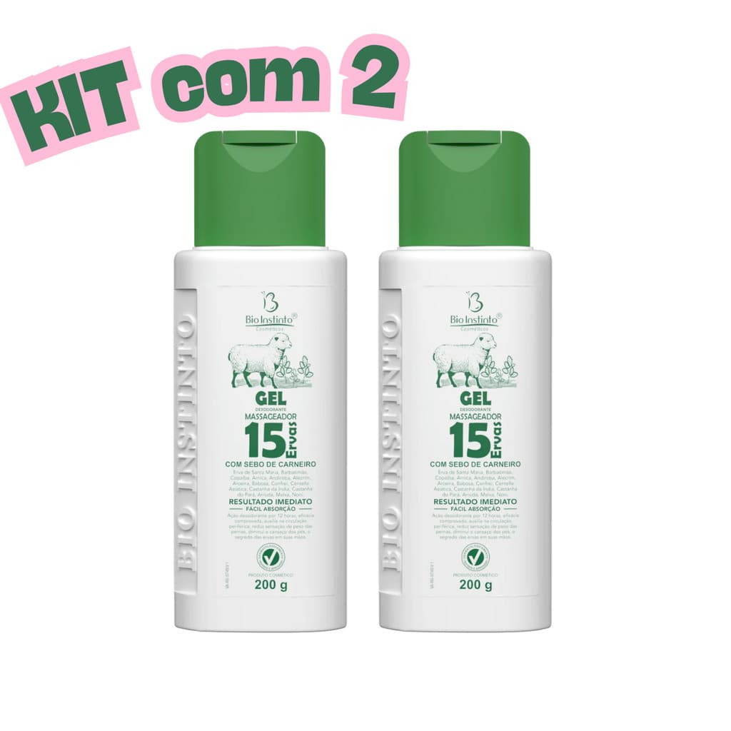 Gel 15 Ervas Com Sebo De Carneiro Tubo Kit C/2