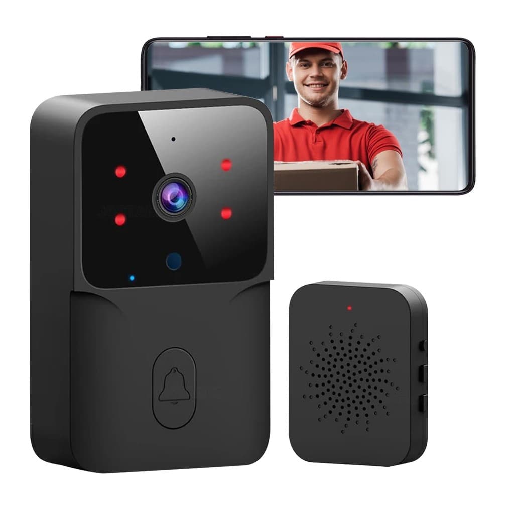 Campainha Com Câmera Vídeo Porteiro Sem Fio Wi-Fi HD Inteligente Smart Home Vê Pelo Celular -bombara