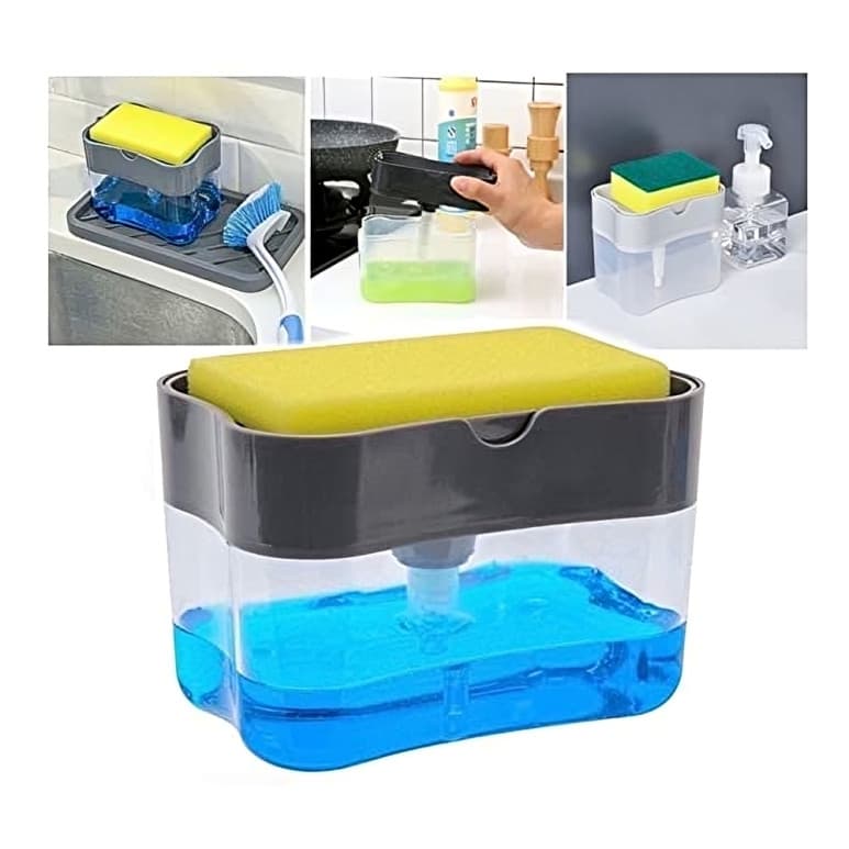 Dispenser Porta Detergente e Sabão Líquido com Suporte para Esponja Cozinha Compacto 500ml