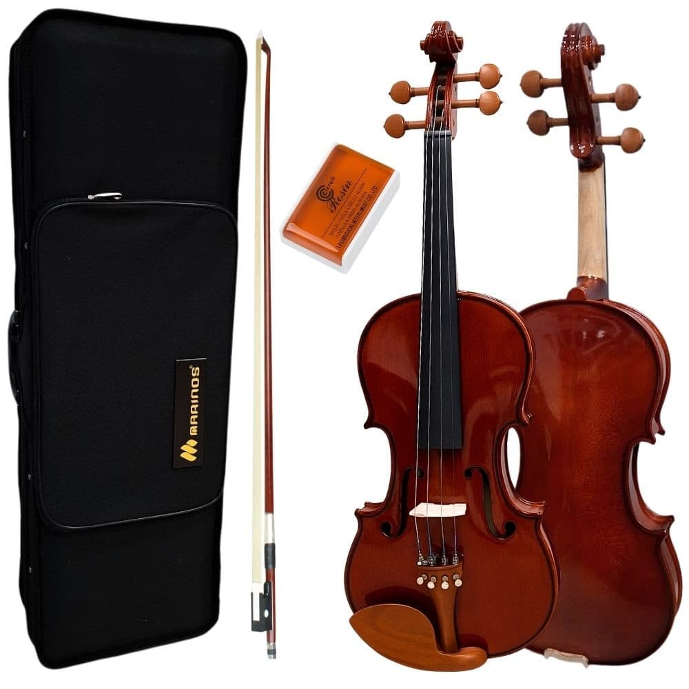 Violino Artesanal Regulado Luthier Montado Verniz Óleo 4/4 441 com Arco, Breu e Estojo Marinos Madeira Abeto Selecionada