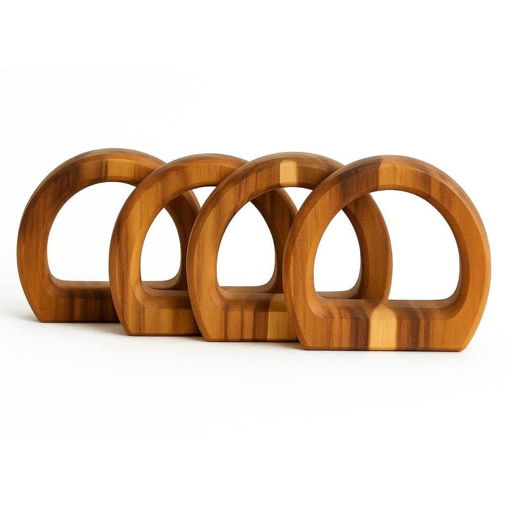 Kit 4 Alças (2 pares) para cestos e bolsas em madeira pequena