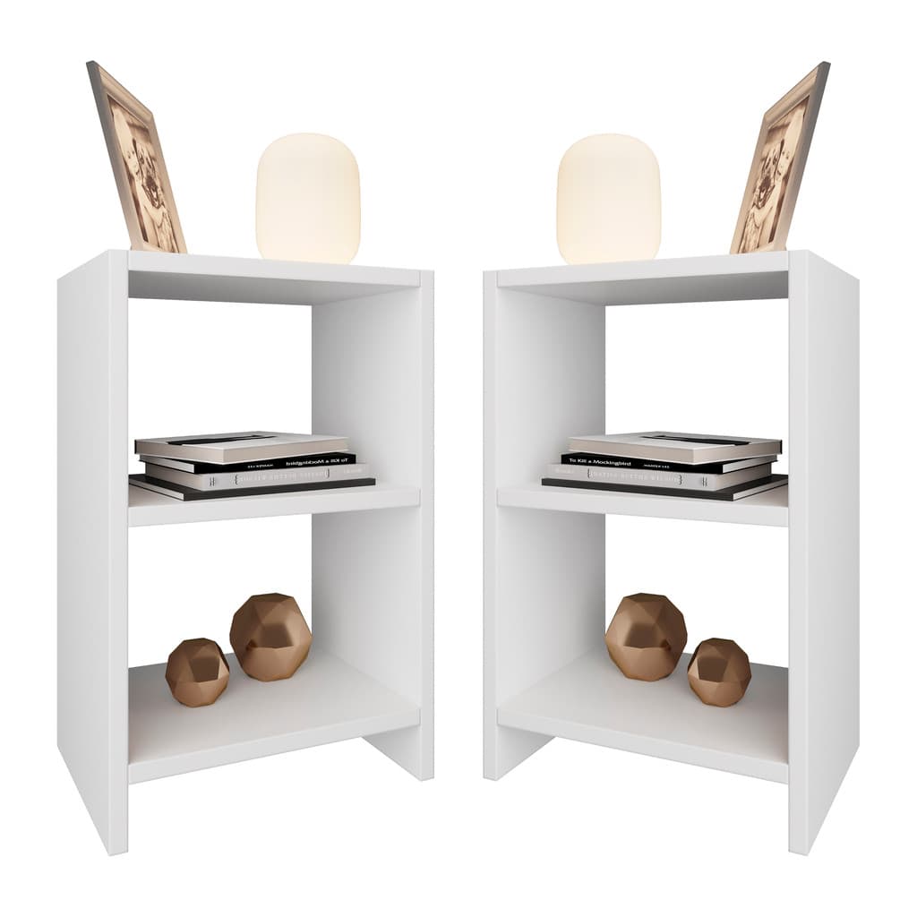 Kit 2 Mesas de Cabeceira Pequena e Elegante Estilo Minimalista Ibiza