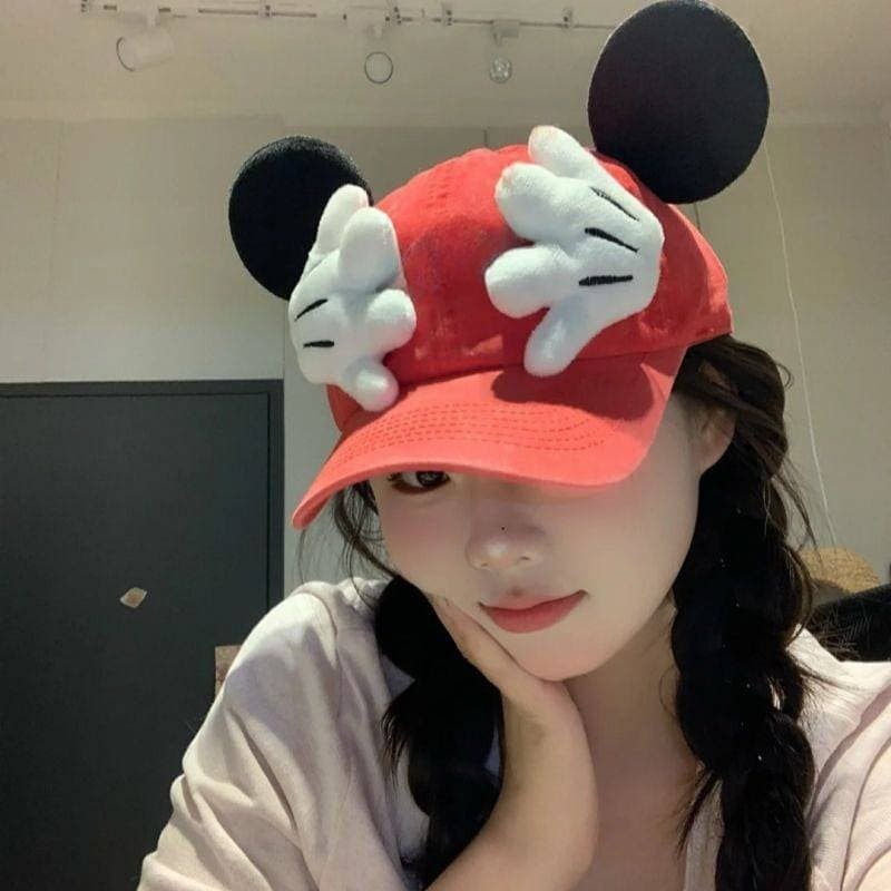 Novo Boné De Beisebol Spoof Infantil Mickey Cartoon Formato De Orelha Criativo Pico 5Ut1