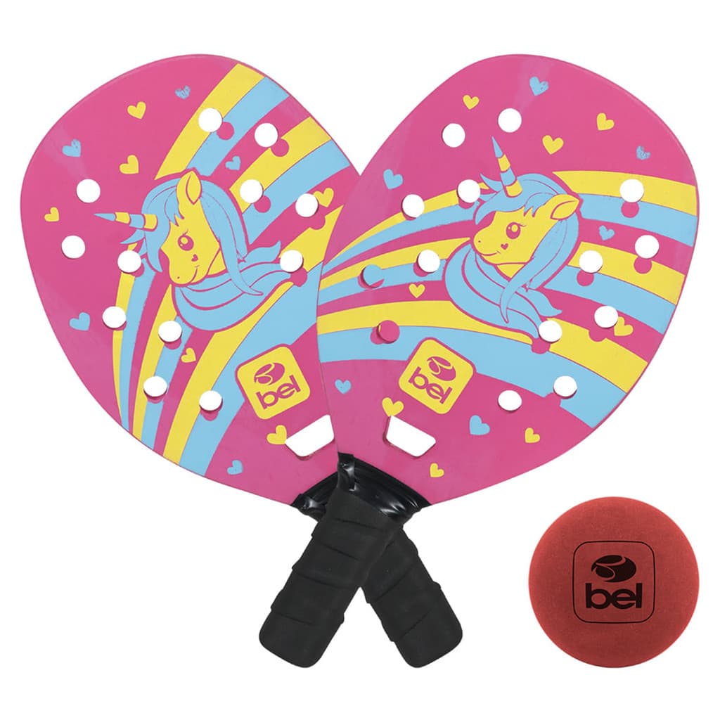 Kit Beach Tennis Iniciante Unicórnio Rosa 482831 BelFix