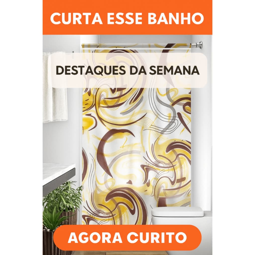 Cortina de Box Banheiro Polietileno PE 138x198cm Resistente Estampada Sortida Antimofo Impermeável