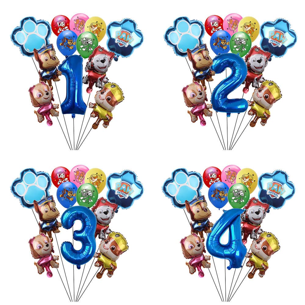 12 Pçs/Lote PAW Patrol Número De Folha De Alumínio Conjunto De Balões Decoração De Festa De Aniversário Favor