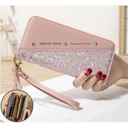 Carteira Feminina Elegance Com Zíper, Couro Ecológico