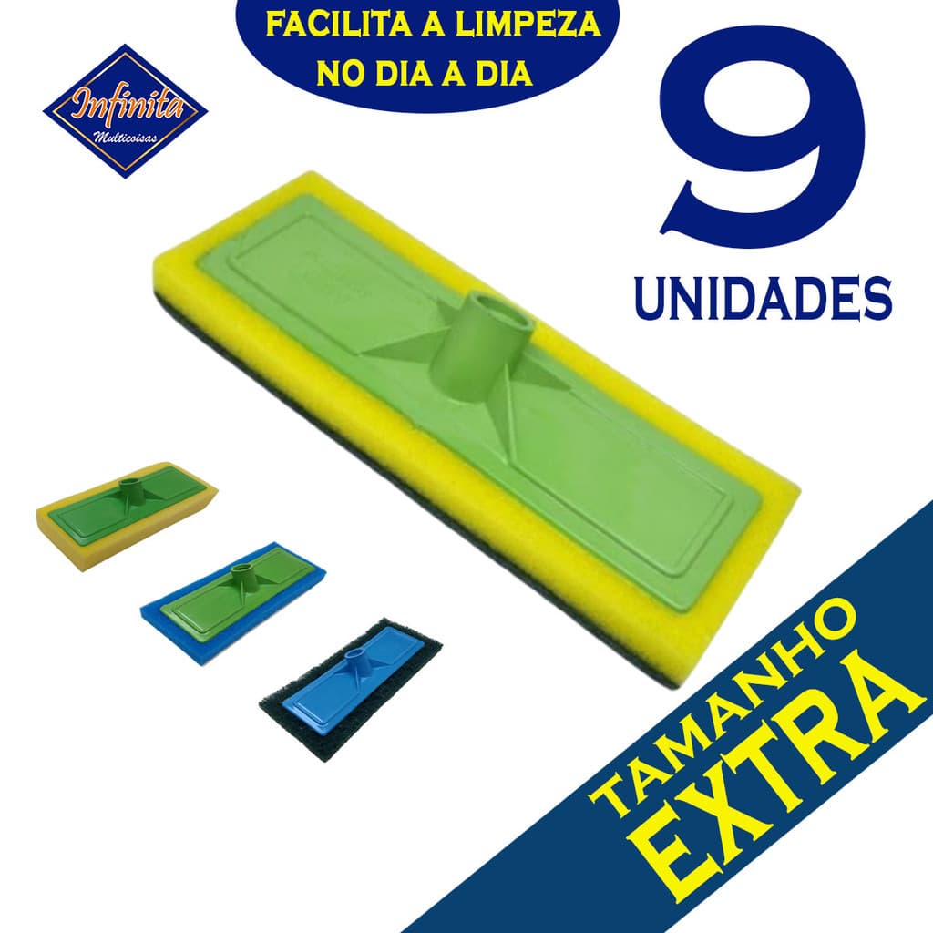 Kit 3 a 9 Lava piso mop esfregão esponja escova limpeza cozinha