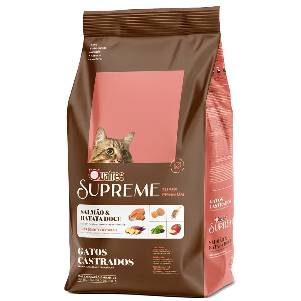 Ração Quatree Supreme 10kg Gato castrado Salmão/Batata Doce