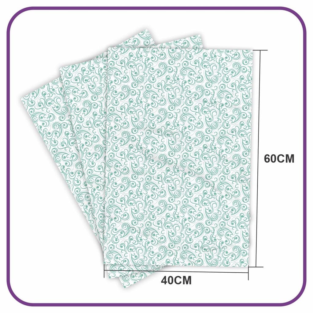 Papel Seda Premium Floral Verde Claro - 60x40cm 200 folhas