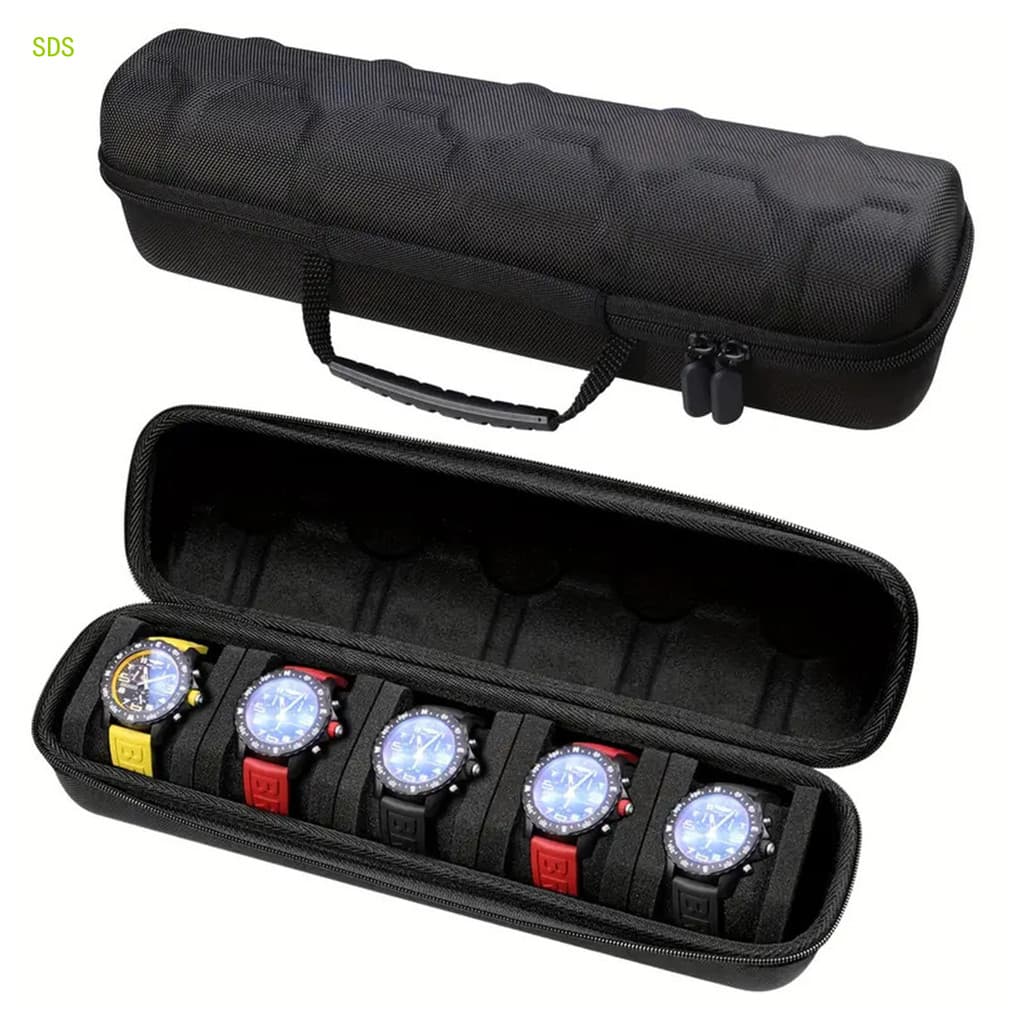 SDS 1PC Universal 5 Slots Caixa De Armazenamento De Relógio EVA Travel Watch Case Organizador Exibição De Relógios Portá