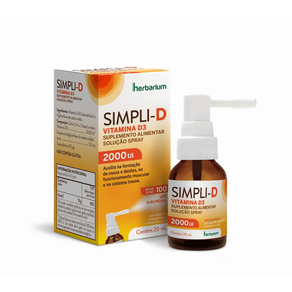 Vitamina D Sublingual Simpli D 20ml Rende 100 Herbarium