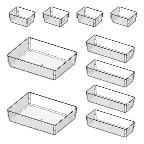 Kit 10 Organizador Modular Gaveta Acrílico Multiuso Cor Transparente