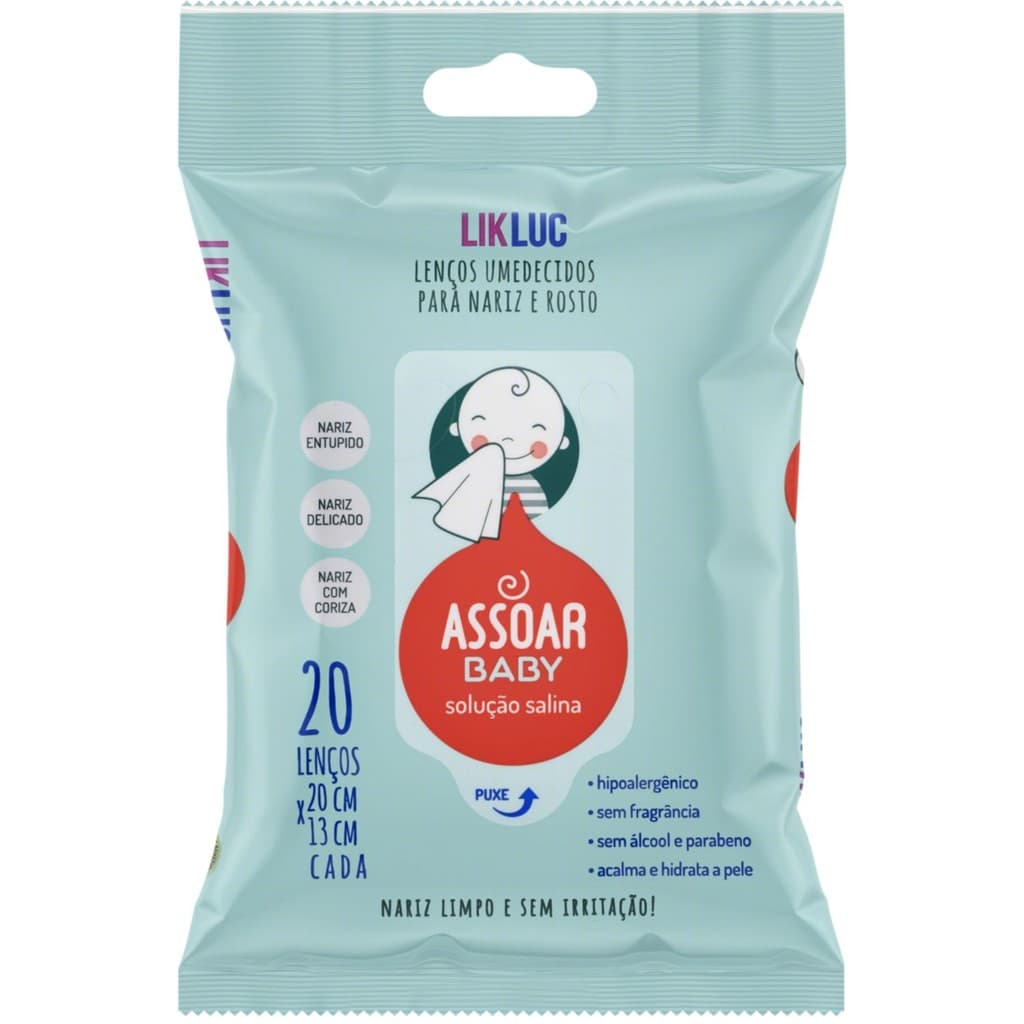 Lenços Umedecido Assoar Baby Likluc Limpar Nariz Bebê Lenço com Solução Salina 20 Higiene Cuidado Nasal