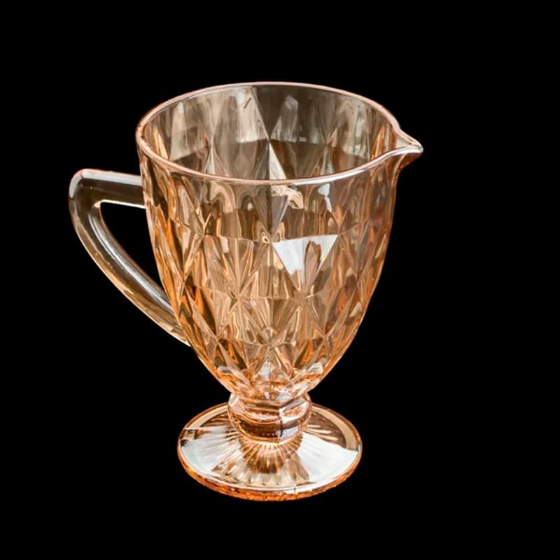 Jarra Vidro Grosso Para Água Diamante Dourada Metalizada 1Litro