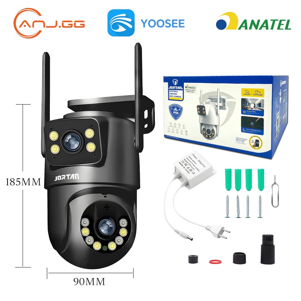 Câmera De Segurança ip Lente Dupla App YOOSEE 360 Grau IP66 a prova de água Full HD Wifi 