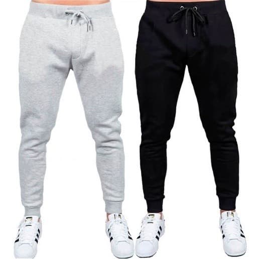 Kit C/ 2 Calças De Moletom Peluciado Masculina Estilo Jogger Calça Inverno Estilo Jogger flanelada com punho e cordão