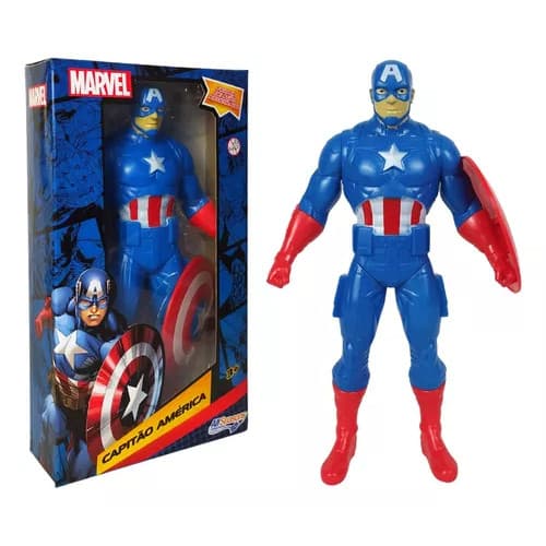 Boneco Capitão América Vingador Marvel Super Heróis Brinquedos Articulados 22 cm de Altura