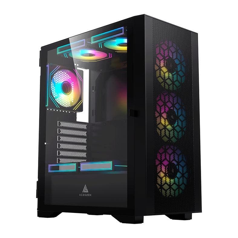 Gabinete Gamer Acegeek Guardian D441, Mid-Tower, Lateral de Vidro, Preto, AG-GUARDIAN-D441-BK