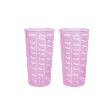 kit 2 Copo  Dosador Multiuso 570ml Rosa Confeitaria Cozinha