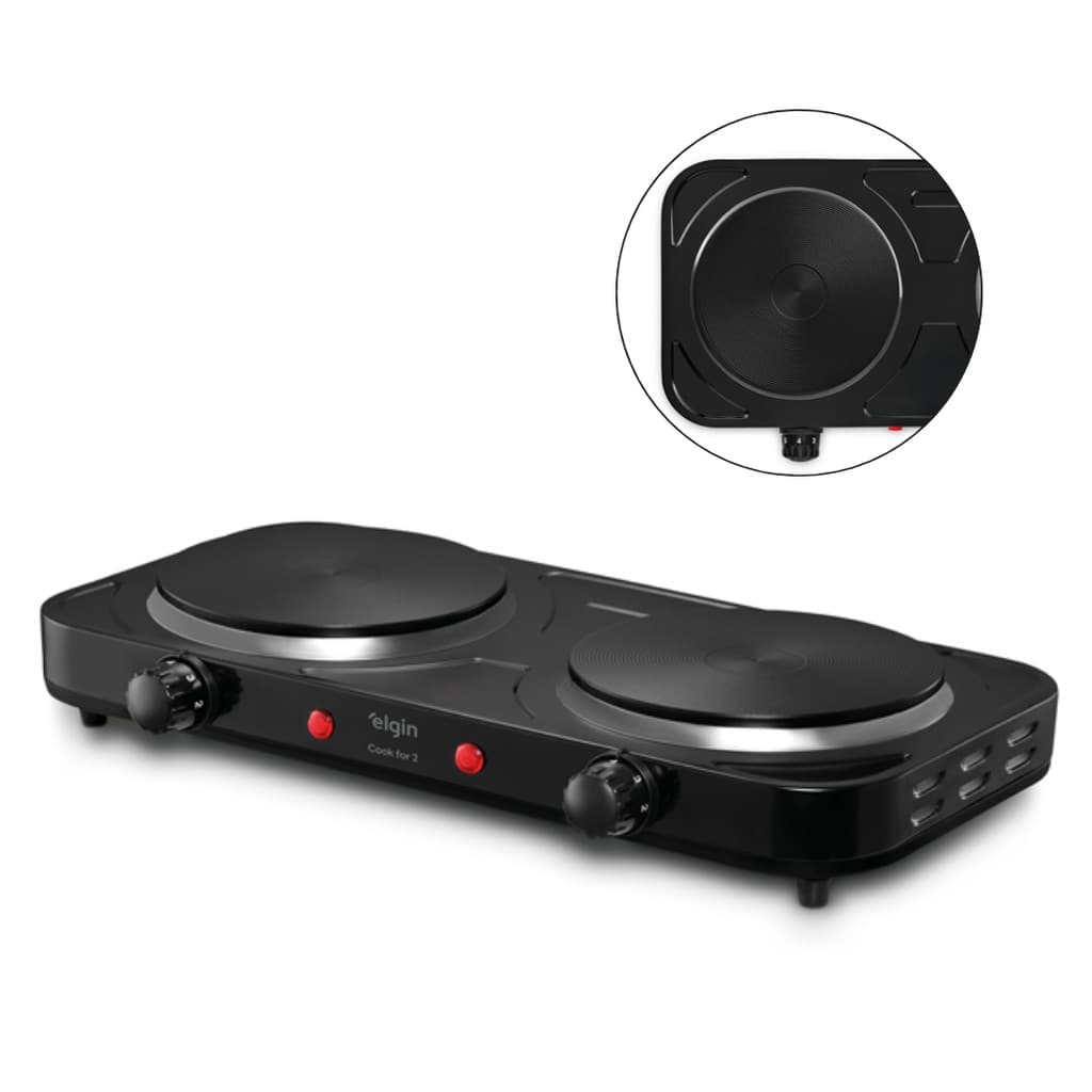 Fogão Cooktop Elétrico 2 Boca 5 Temp Double Cook 2000W FG02 Elgin