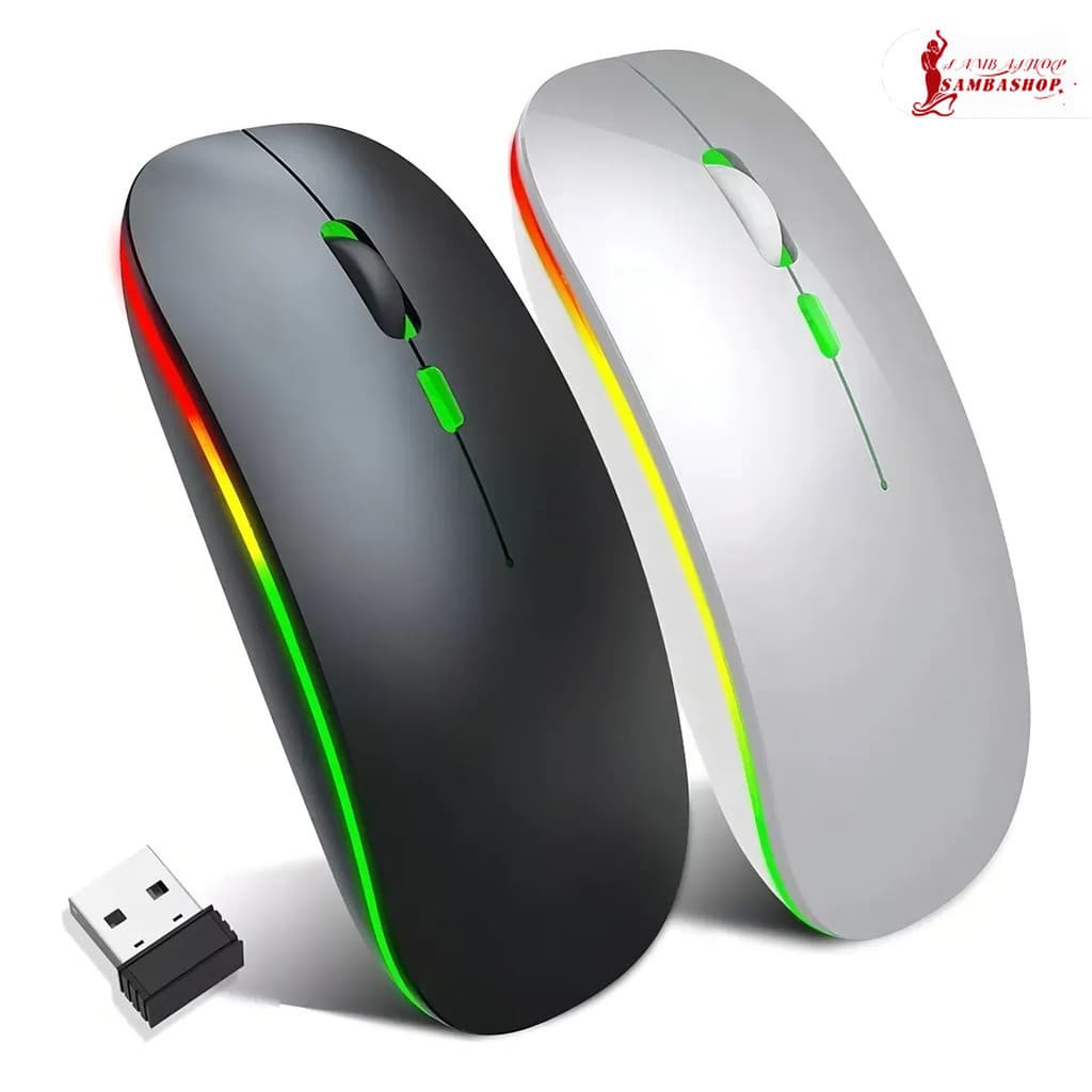 Mouse Sem Fio Recarregável Led RGB Ergonômico Silencioso Bateria Longa Duração