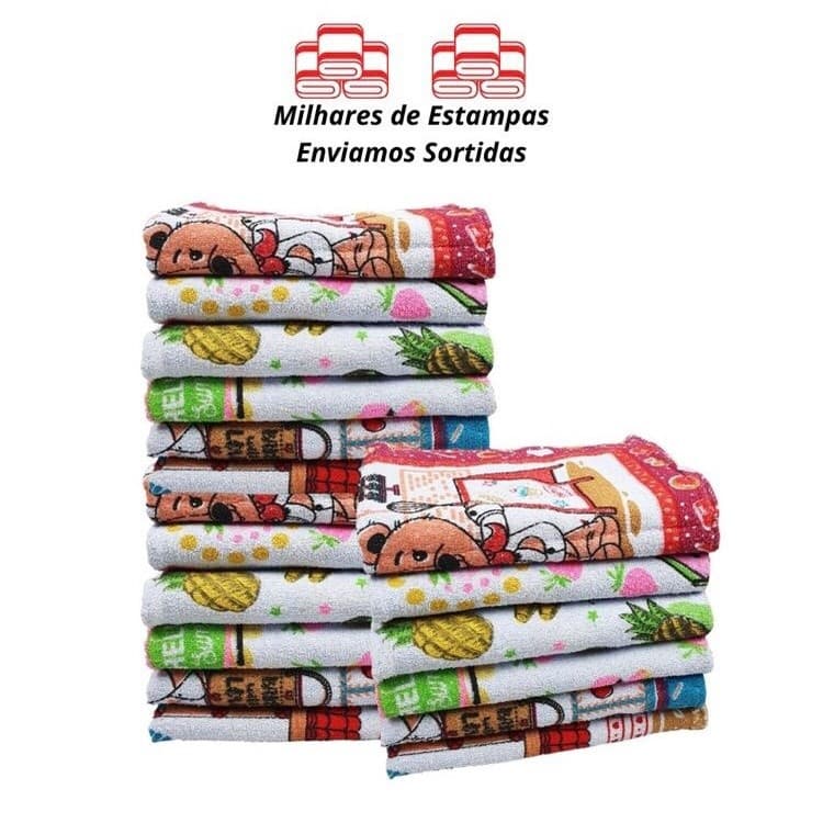 Kit 10 Panos de Copa/Prato Atoalhado Simples Melhor Custo Beneficio -Top