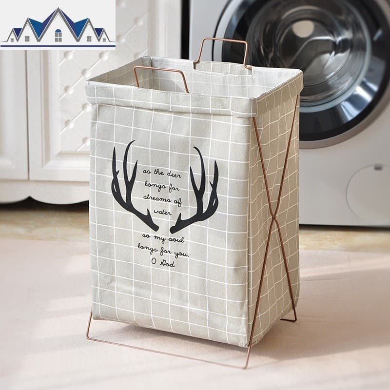 Cesto De Roupas Dobrável Organizador Multiuso Com Suporte