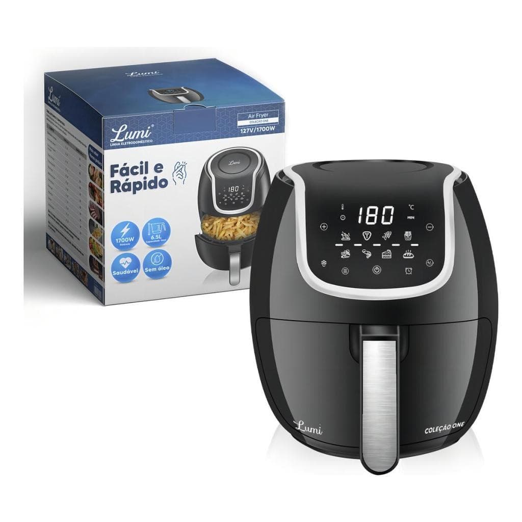 Fritadeira Eletrica Air Fryer 6,5L 1700W Sem oleo Cozinha Frita