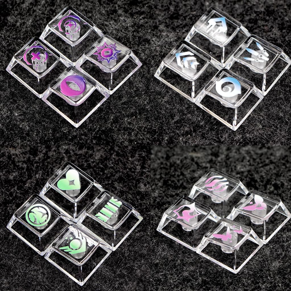 VALORANT Keycaps Cherry Profile R4 R1 4 Teclas PC Translúcido Gaming DIY Criativo Legal ISO Reyna Omen Killjoy KO Yoru J