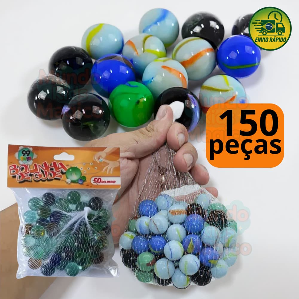 Bolinha de Gude Vidro Bolicão Americana Leitosa Kit 50 150 Peças 99Toys
