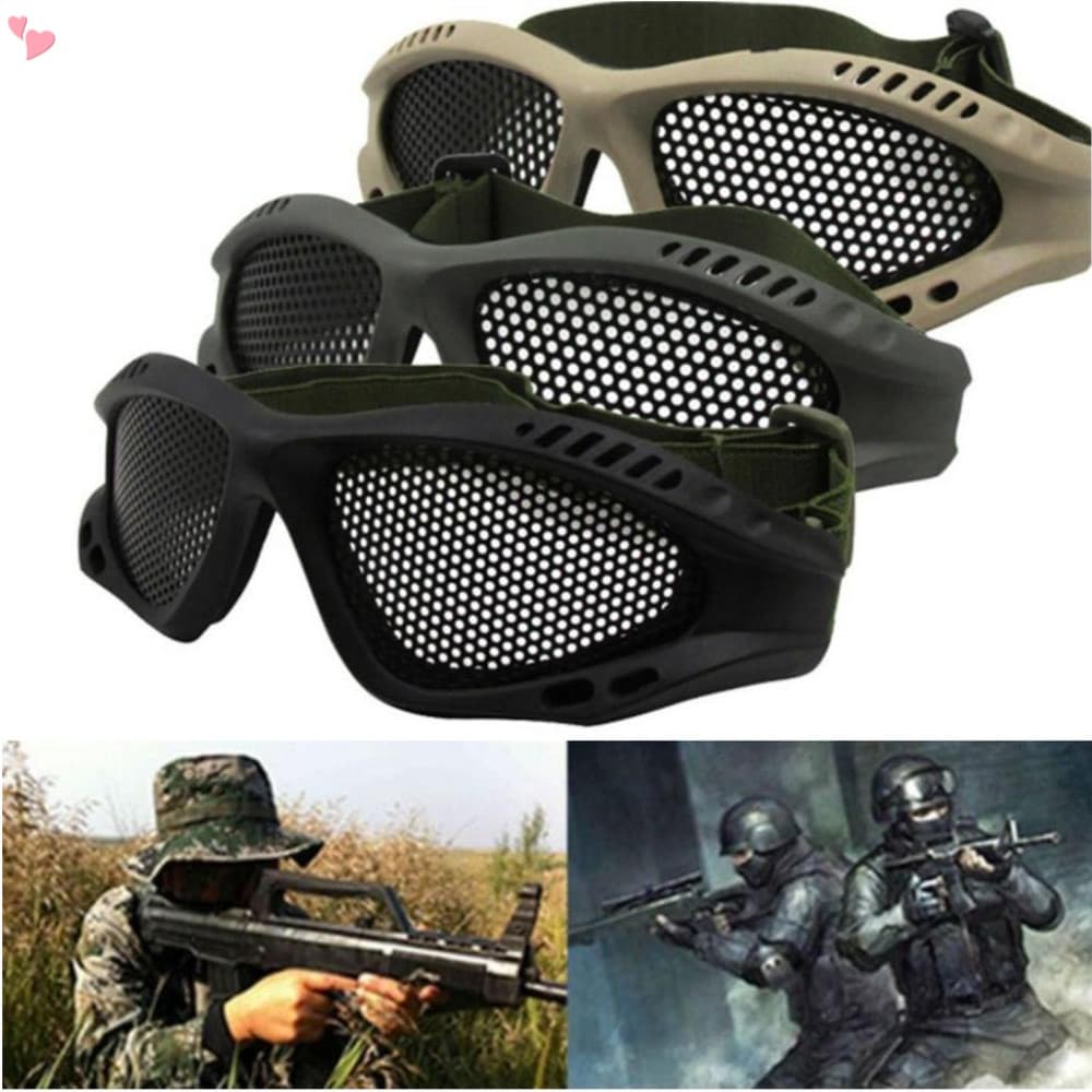 Óculos De Segurança Táticos De Malha Airsoft Máscara De Proteção Ocular Facial