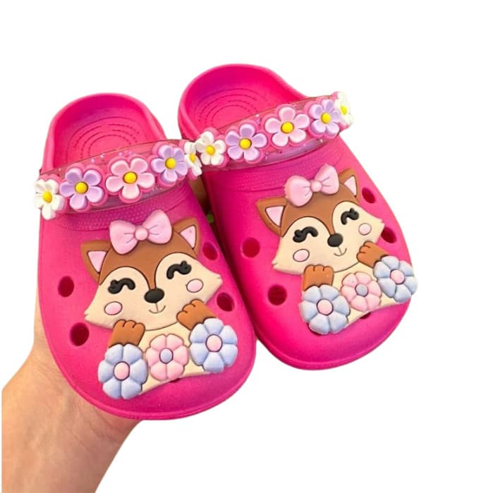 Babuche Infantil Raposinha Confortável Macio Estiloso Antiderrapante Chinelo Escolar Piscina