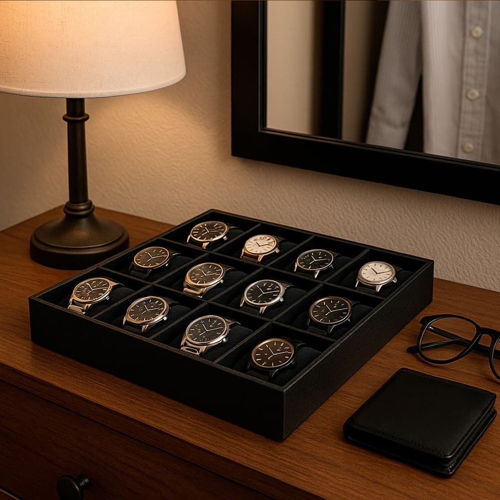 Bandeja Relógio Organizador Relógios Veludo Almofadas